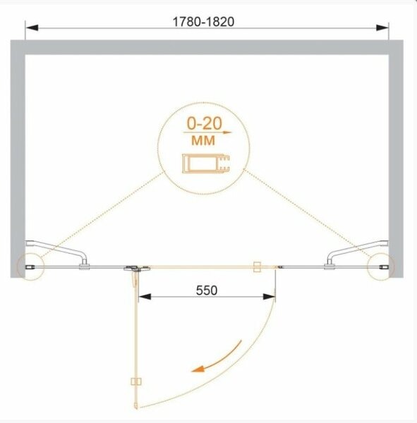 Душевая дверь (180х195) CEZARES BERGAMO BERGAMO-W-B-13-60+60/60-C-Cr-L